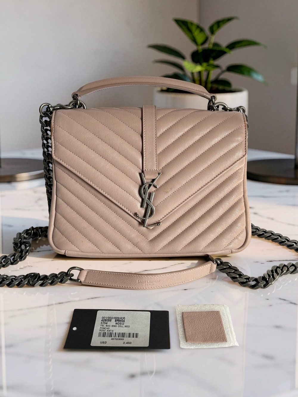 Saint Laurent Medium College Rose Antic YSL Bag